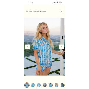 Pink Palm Pajamas in Seabreeze size small